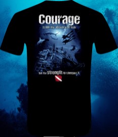 Depth of courage scuba diver tshirt.