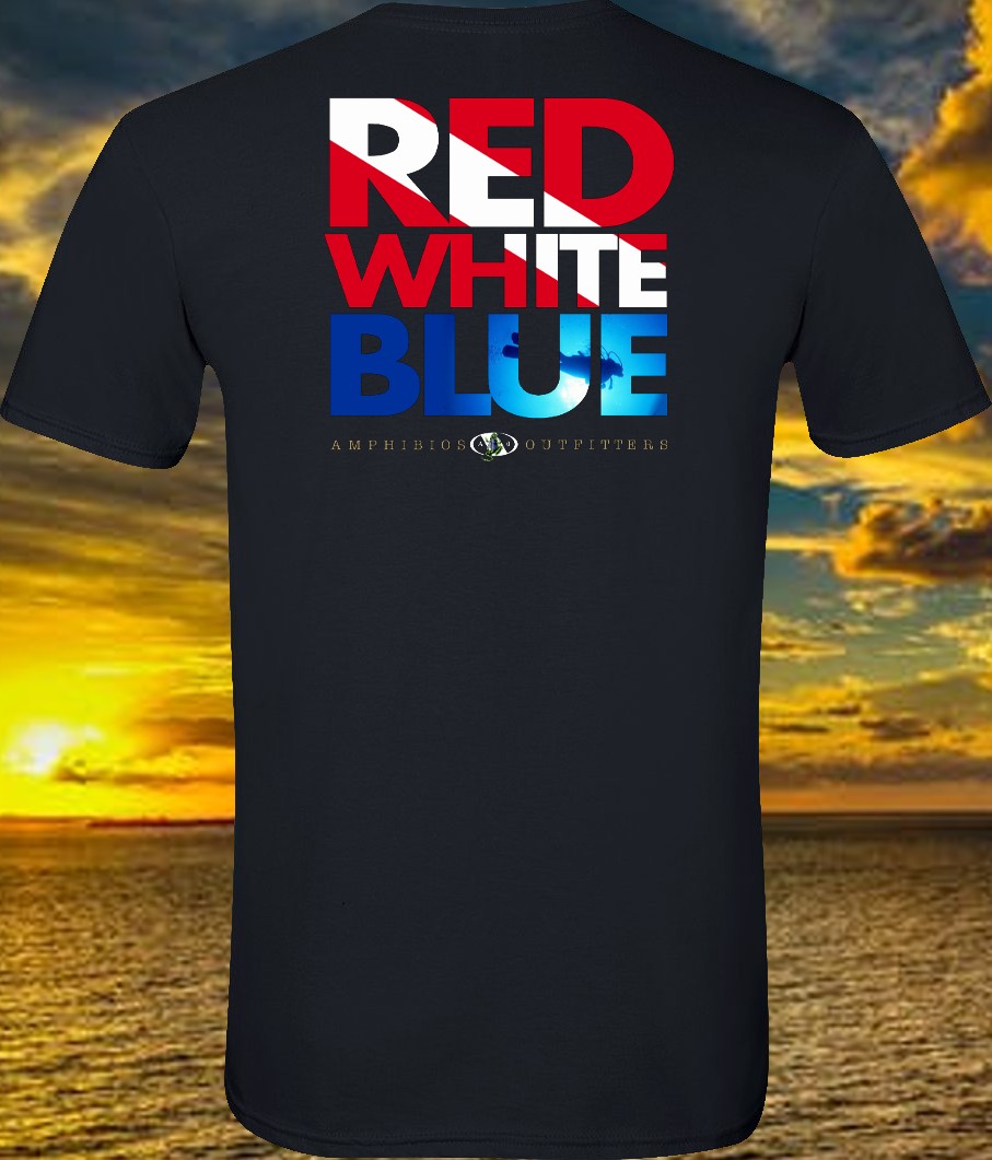 American t-shirt Red, White, and Blue.