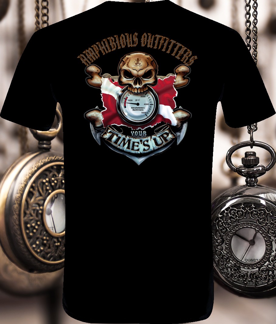 Your time is up skull scuba diver.